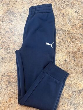 Puma Kids Navy Jogger Sweatpants with White Logo